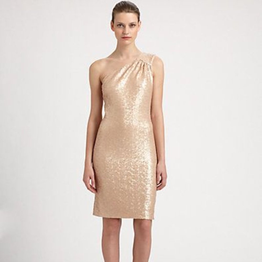 Laundry Shelli Segal Sequined One Shoulder Dress 8